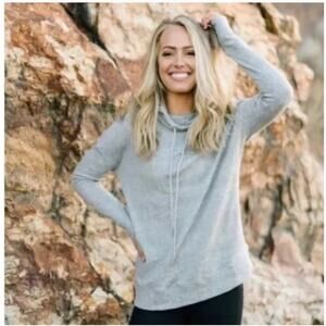 Zyia Active Hoodie Womens S Textured Pull Over Hooded Sweatshirt Grey Athletic
